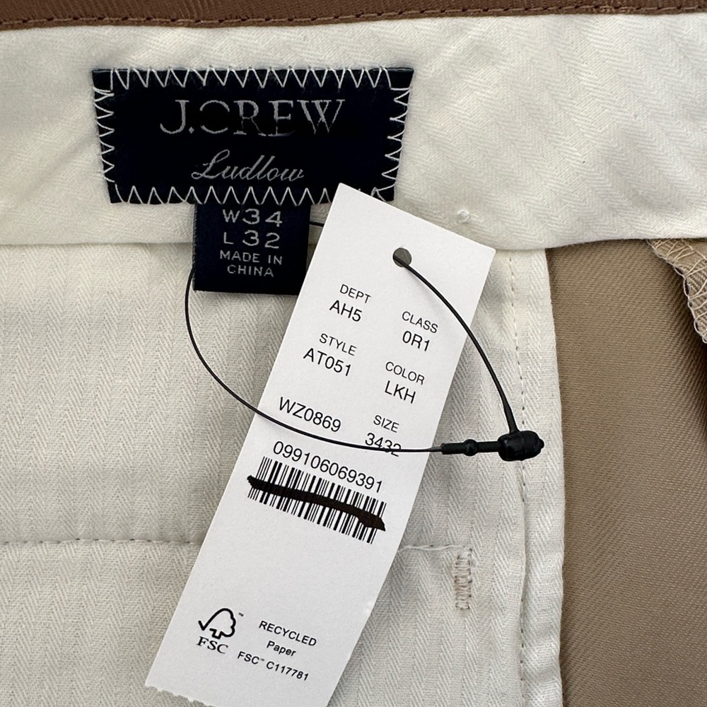 New J. Crew Ludlow Slim-fit suit pant in Italian chino Khaki Preppy Size 34x32 - Picture 5 of 9